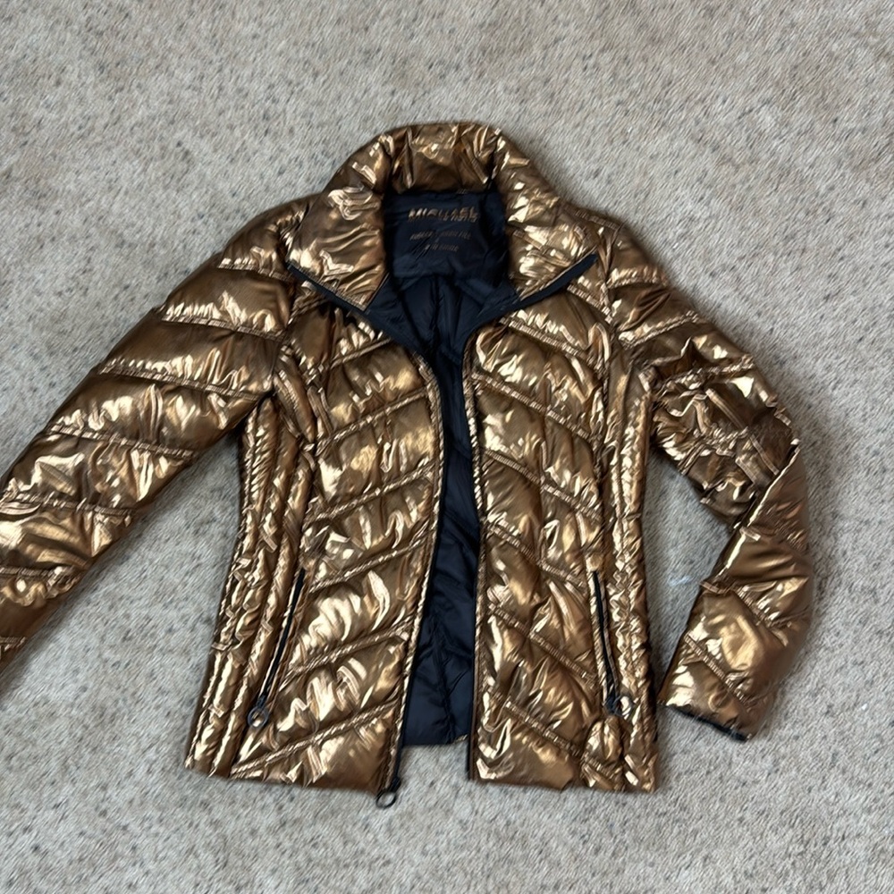 Michael Kors Shiny Gold Puffer Jacket